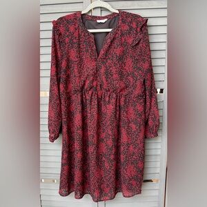 beachlunchlounge Red and Black Long Sleeve Dress